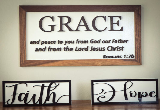 Faith · Hope · Grace – Wooden Sign Set (3 pcs.)