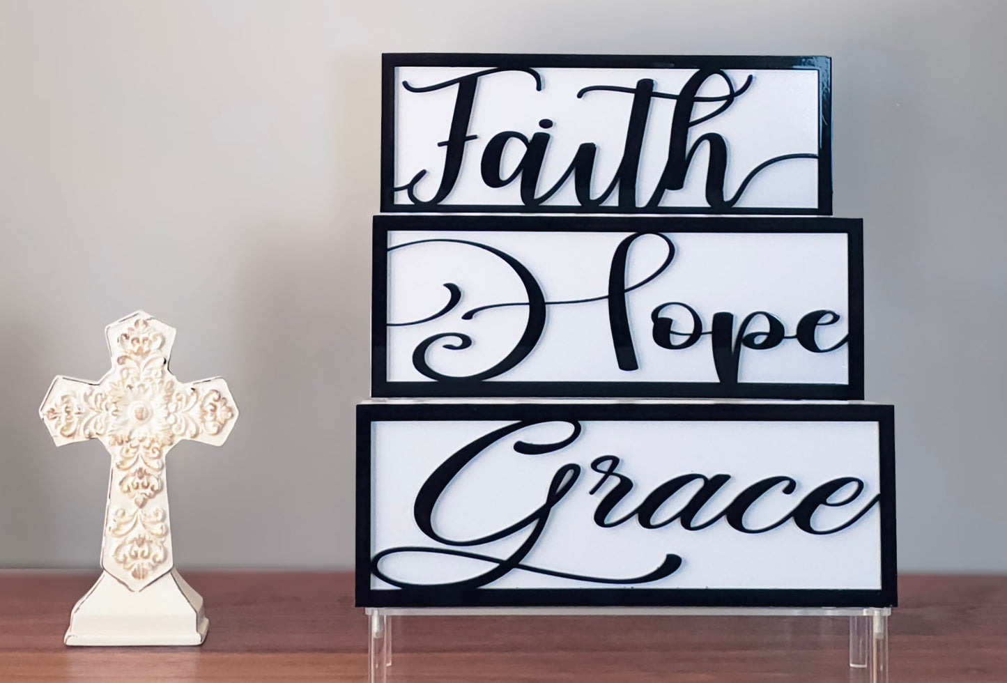 Faith · Hope · Grace – Wooden Sign Set (3 pcs.)