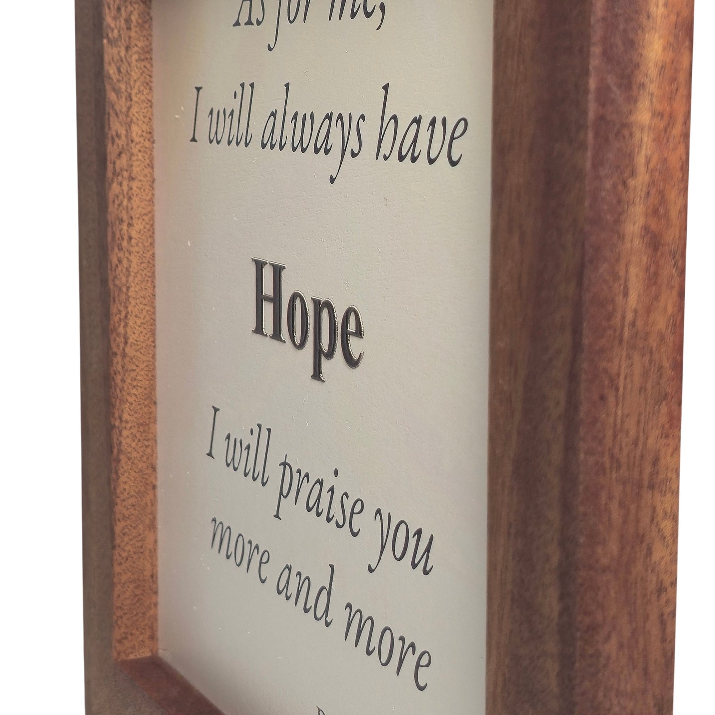 “Hope” Scripture Wall Sign – Psalm 71:14 (African Mahogany Frame)
