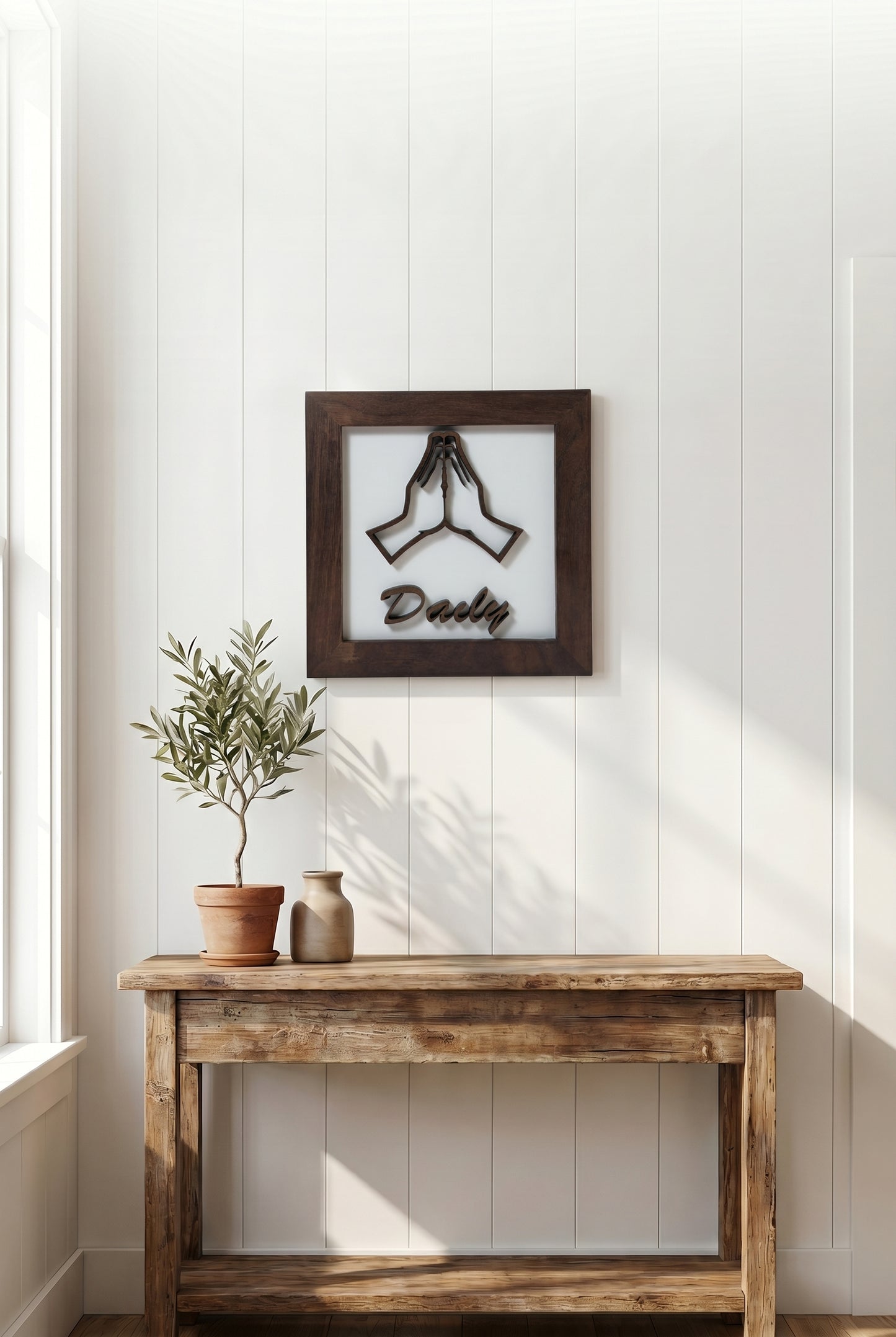 Daily Prayer Wall Sign – Walnut Frame