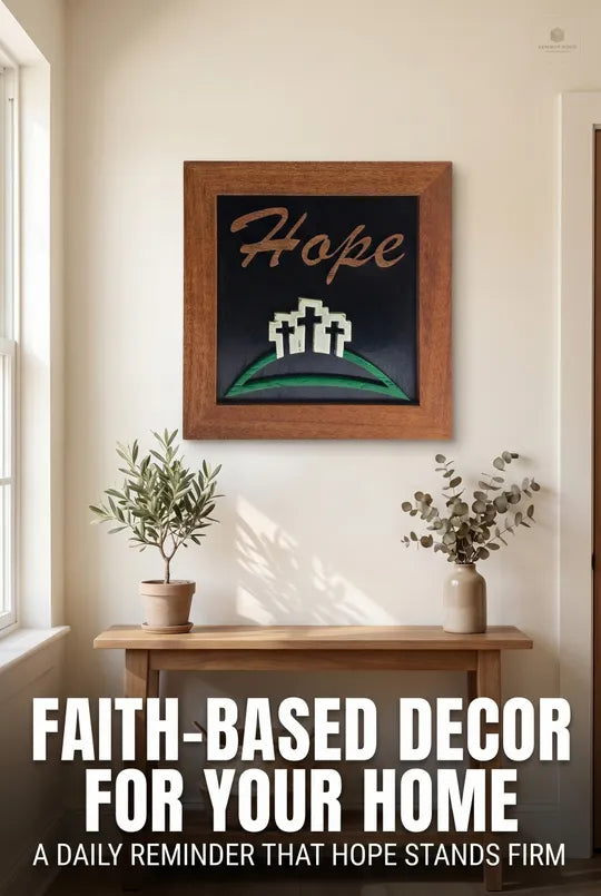 “Hope” Wall Sign – Reclaimed Barnwood Crosses (African Mahogany Frame)
