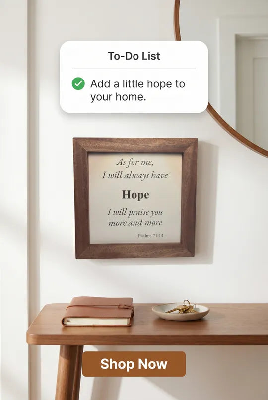 “Hope” Scripture Wall Sign – Psalm 71:14 (African Mahogany Frame)