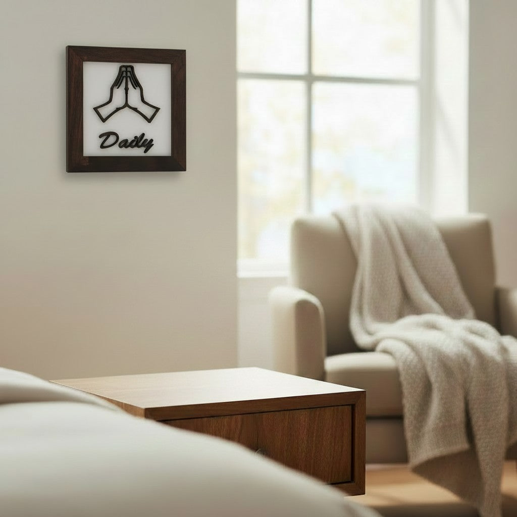 Daily Prayer Wall Sign – Walnut Frame