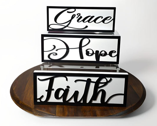 Faith · Hope · Grace – Wooden Sign Set (3 pcs.)